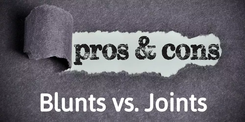 Comparison of pros and cons between blunts and joints.