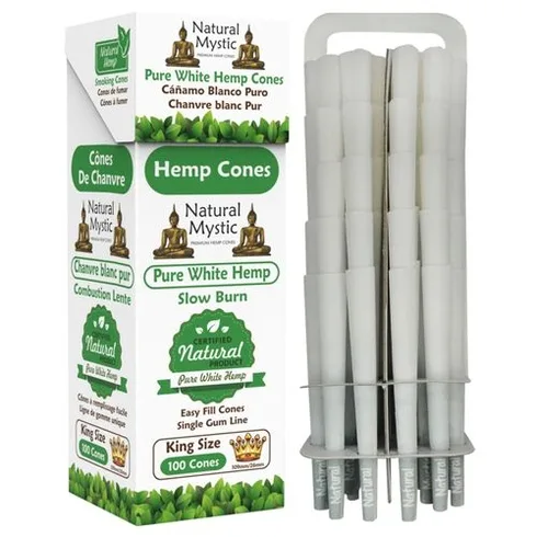 100 Pack 1 King Size White Hemp Cones