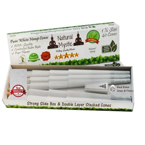 50 Pack 1 ¼ Size White Hemp Cones